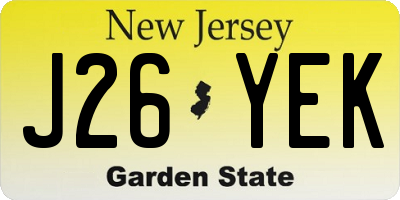 NJ license plate J26YEK