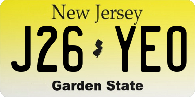 NJ license plate J26YEO