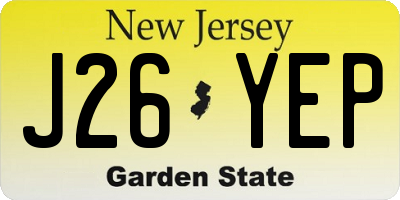NJ license plate J26YEP