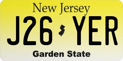 NJ license plate J26YER