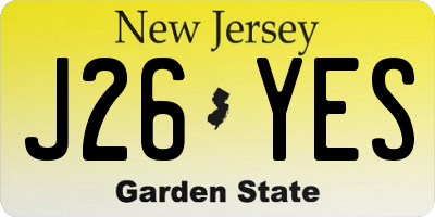 NJ license plate J26YES