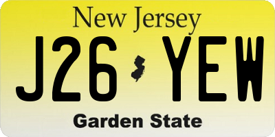 NJ license plate J26YEW
