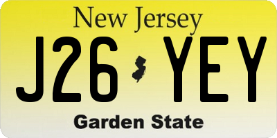 NJ license plate J26YEY