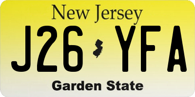 NJ license plate J26YFA