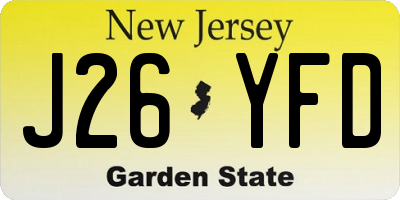 NJ license plate J26YFD