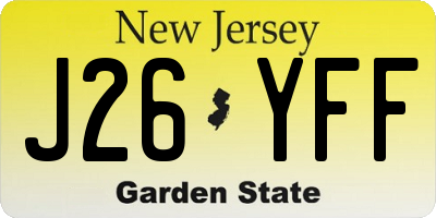 NJ license plate J26YFF