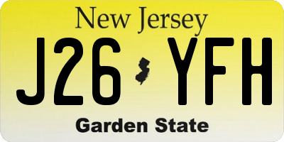 NJ license plate J26YFH