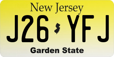NJ license plate J26YFJ