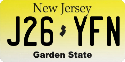 NJ license plate J26YFN