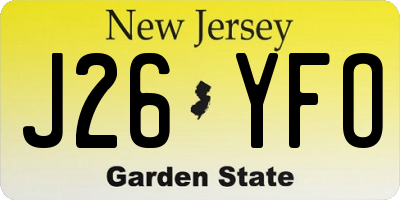 NJ license plate J26YFO
