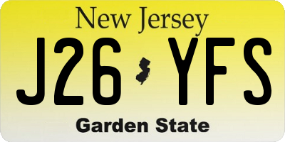 NJ license plate J26YFS