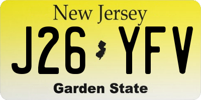 NJ license plate J26YFV