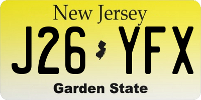 NJ license plate J26YFX