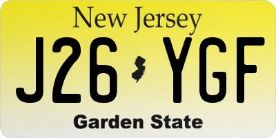NJ license plate J26YGF
