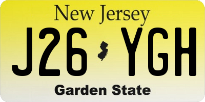 NJ license plate J26YGH