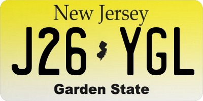 NJ license plate J26YGL