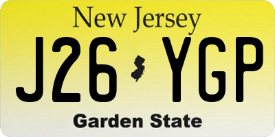 NJ license plate J26YGP