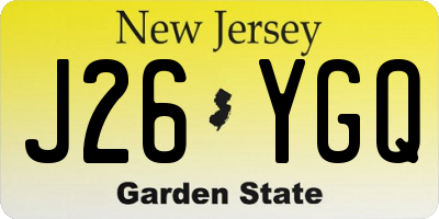 NJ license plate J26YGQ