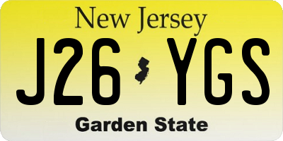 NJ license plate J26YGS