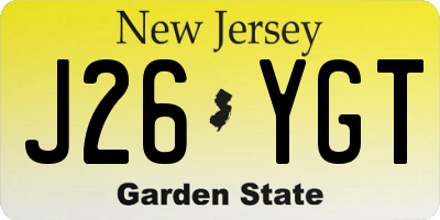 NJ license plate J26YGT