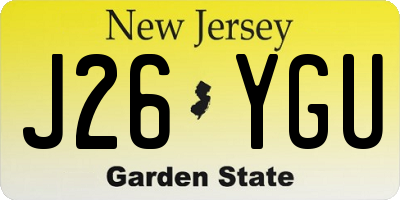 NJ license plate J26YGU