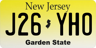 NJ license plate J26YHO
