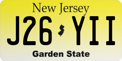 NJ license plate J26YII