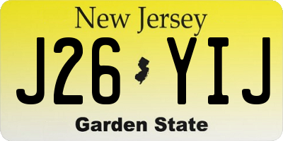 NJ license plate J26YIJ
