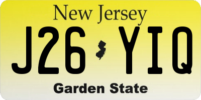 NJ license plate J26YIQ
