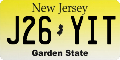 NJ license plate J26YIT