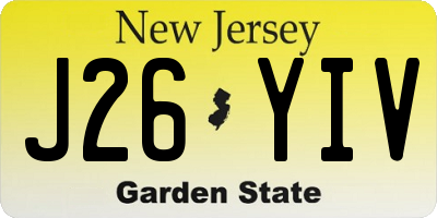 NJ license plate J26YIV