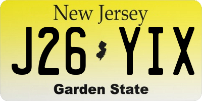 NJ license plate J26YIX