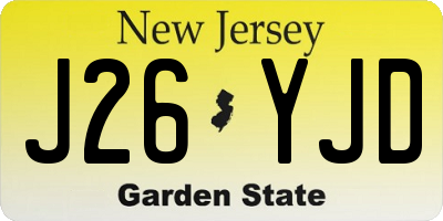 NJ license plate J26YJD