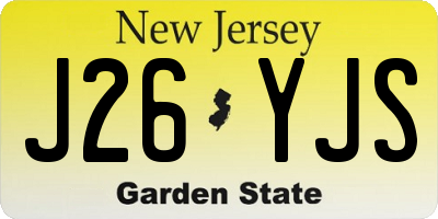 NJ license plate J26YJS