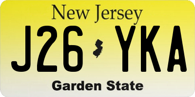 NJ license plate J26YKA