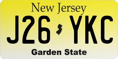 NJ license plate J26YKC