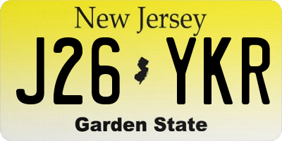 NJ license plate J26YKR