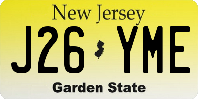 NJ license plate J26YME