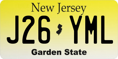 NJ license plate J26YML