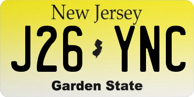 NJ license plate J26YNC