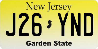 NJ license plate J26YND
