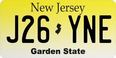 NJ license plate J26YNE