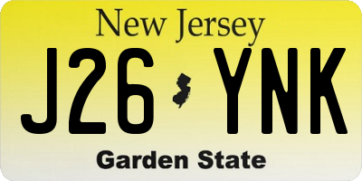 NJ license plate J26YNK
