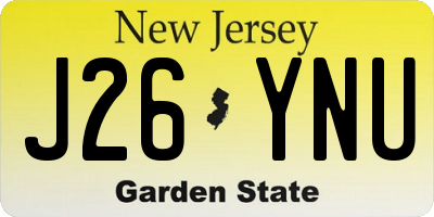 NJ license plate J26YNU