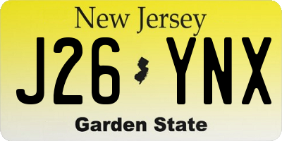 NJ license plate J26YNX
