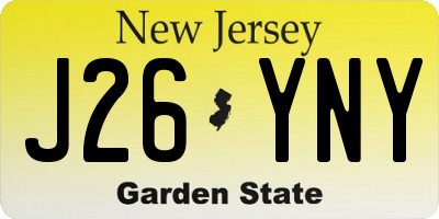 NJ license plate J26YNY