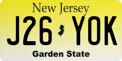 NJ license plate J26YOK