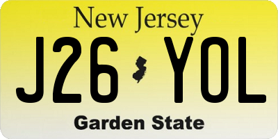 NJ license plate J26YOL