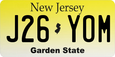NJ license plate J26YOM