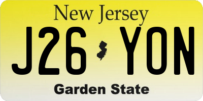 NJ license plate J26YON